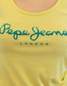 Camiseta Pepe Jeans Tirante Ancho Amarilla Para Mujer