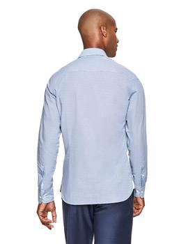 Camisa Hackett Blanca y Azul Microestampado H Para Hombre