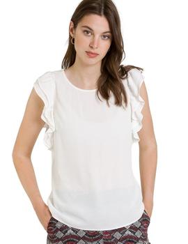 Camiseta Naf Naf Beige Volantes Para Mujer