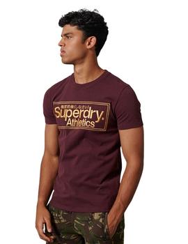 Camiseta Superdry Logo Athletics Core Granate Para Hombre