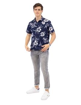 Camisa Ralph Lauren Marino y Blanco Hawaiana Para Hombre