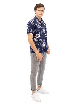Camisa Ralph Lauren Marino y Blanco Hawaiana Para Hombre