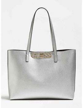 Bolso Guess Shopper Uptown Chic Plata Para Mujer