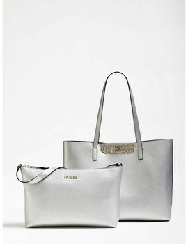 Bolso Guess Shopper Uptown Chic Plata Para Mujer