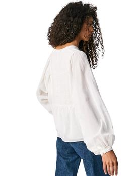Camisa Pepe Jeans Iria Blanca Bordada Para Mujer