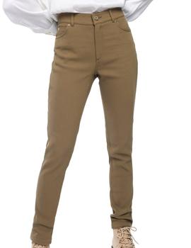 Pantalon Alba Conde Camel 5 Bolsillos Para Mujer