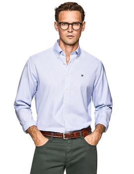 Camisa Hackett Vichy Azul Para Hombre