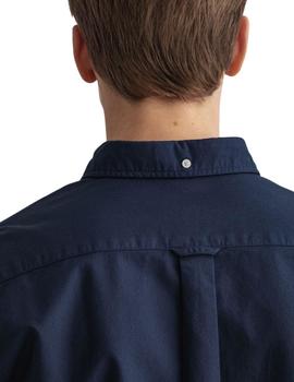 Camisa Gant Azul Oxford Regular Fit Para Hombre