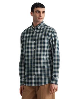 Camisa Gant Oxfor Cuadros Verde Para Hombre