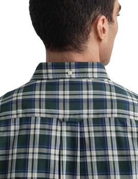 Camisa Gant Oxfor Cuadros Verde Para Hombre