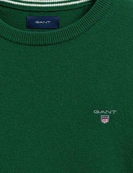 Jersey Gant Verde Cuello Redondo Para Hombre