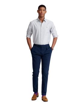 Camisa Ralph Lauren Oxford Gris Custom Fit Para Hombre