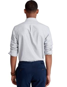 Camisa Ralph Lauren Oxford Gris Custom Fit Para Hombre