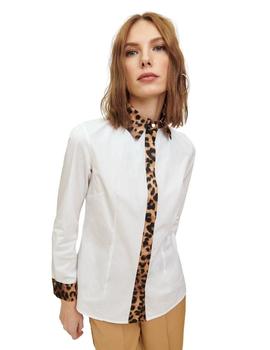 Camisa Lola Casademunt Blanca Leopardo Para Mujer