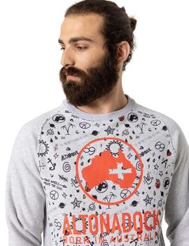 Sudadera Altonadock Gris Estampado con Logo Para Hombre