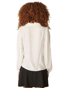 Blusa Naf Naf Topos Beige y Negro Para Mujer