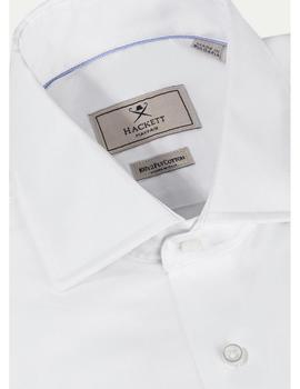 Camisa Hackett Royal Oxford Puño Simple Blanca Para Hombre