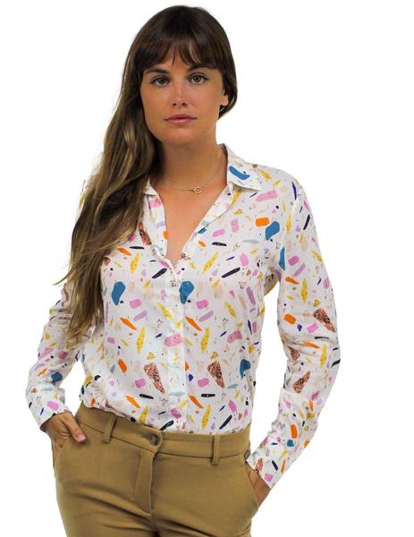 Avispón Desierto Energizar Camisa Vilagallo Blanca Estampada Para Mujer