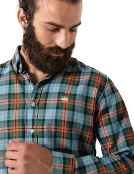 Camisa Altonadock Cuadros Naranja Verde y Azul Para Hombre