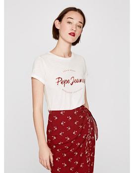Camiseta Pepe Jeans Estilo Vintage Erin Beige Para Mujer