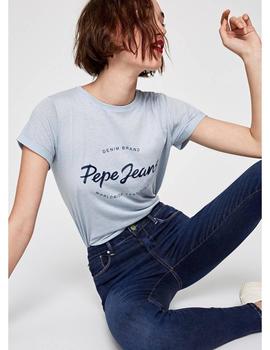 Camiseta Pepe Jeans Estilo Vintage Erin Azul Para Mujer