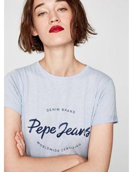 Camiseta Pepe Jeans Estilo Vintage Erin Azul Para Mujer