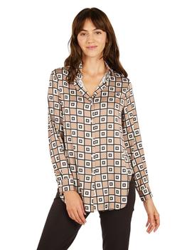 Blusa Anna Mora Cuadros Camel Para Mujer