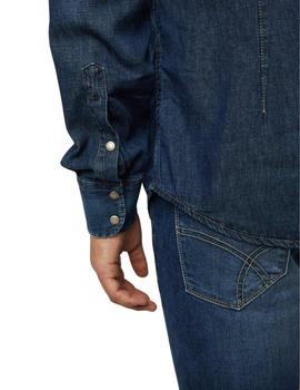 Camisa Gas Jeans Gant Vaquera Oscura Para Hombre