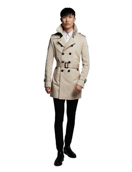 Gabardina Trench London Beige Cuello Bicolor Para Hombre