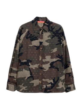 Camisa Vilagallo Estampado Militar con Lurex Para Mujer