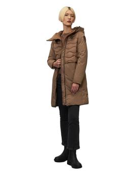 Plumífero Blauer Largo Marrón Combinado Para Mujer