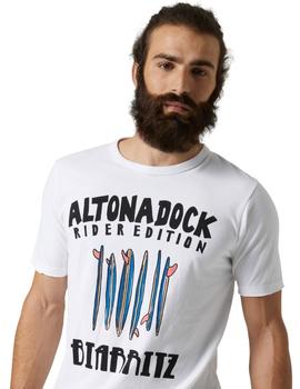 Camiseta Altonadock Blanco Estamapdo Surf Para Hombre