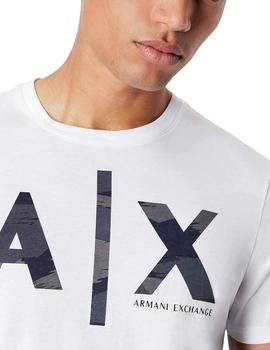 Camiseta Armani Exchange Blanca Maxi Logo Para Hombre