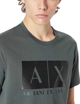 Camiseta Armani Exchange Logo Gris y Negro Para Hombre