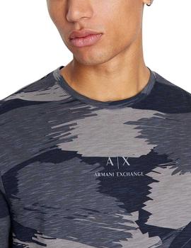 Camiseta Armani Exchange Estampado Pintura Marino Para Hombr