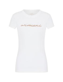 Camiseta Armani Exchange Blanca Logo Cursiva Para Mujer