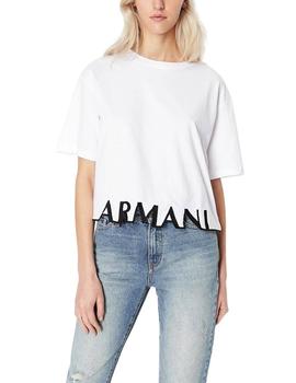 Camiseta Armani Exchange Blanca Logo Negro Para Mujer
