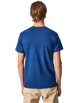 Camiseta Pepe Jeans Ainsley Azul Estampado Foto Para Hombre