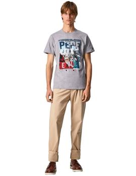 Camiseta Pepe Jeans Ainsley Gris Estampado Foto Para Hombre