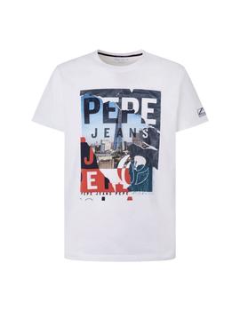 Camiseta Pepe Jeans Ainsley Blanc Estampado Foto Para Hombre