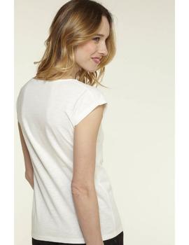 Camiseta Naf Naf Con Pompones Beige Para Mujer
