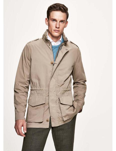 Chaqueta Leaf Print Beige Para Hombre