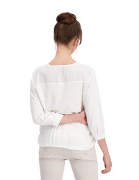 BLUSA MANGA TRES CUARTOS Y PEDRERÍA EN BLANCO ROTO