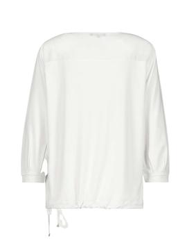 BLUSA MANGA TRES CUARTOS Y PEDRERÍA EN BLANCO ROTO