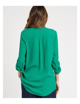 Camisa Naf Naf Oversize Y Cuello Solapa Verde Para Mujer