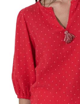 Camisa Hongo Rojo Lunares Para Mujer