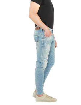 Alost tapered blue bleach wash jeans