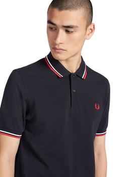 Fred Perry Polo M3600 Azul Marino / Blanco / Rojo