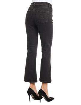 Flared cropped jeans with embroidered logo 