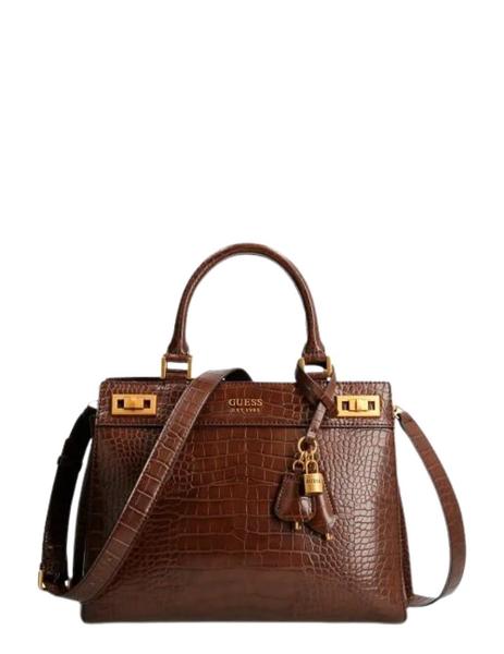 Validación Ubicación vestirse Guess Bolso Katey Croc Luxury Satchel Brown